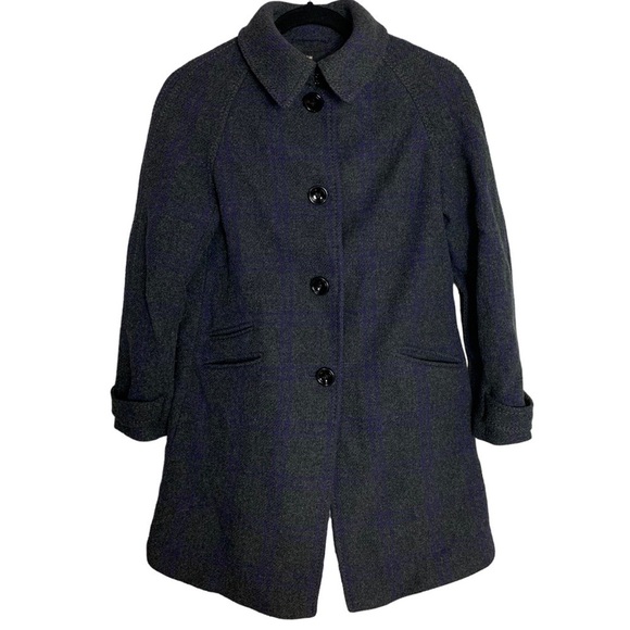 5. H&M Women’s Grey  & Purple Plaid Wool Blend Coat Size EUR 38 US 6 - Picture 1 of 13